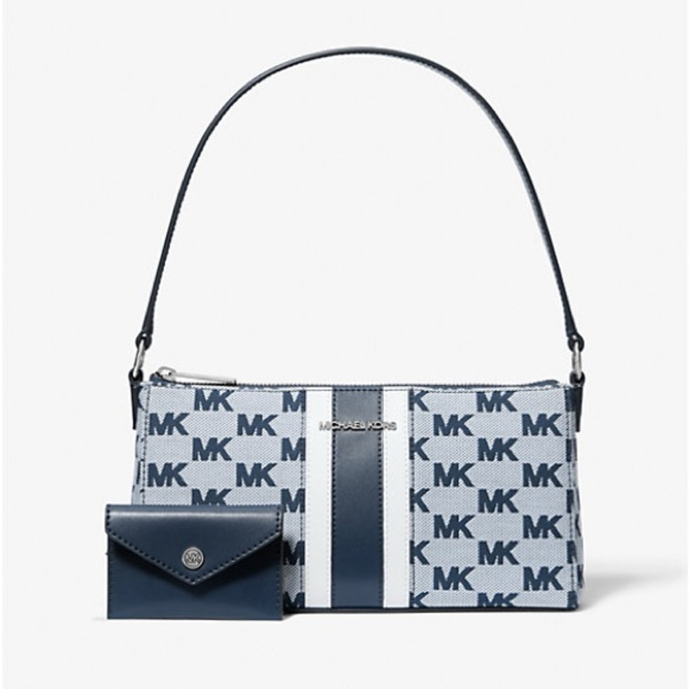 NWT MK Vincent Medium Logo Jacquard Pochette with Card Case